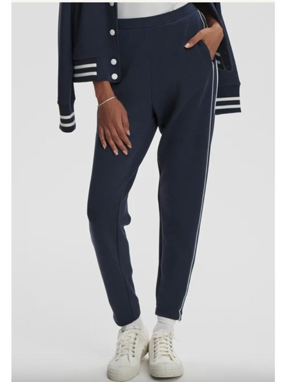 Varley The Slim Piped Pants 27.5 Doublesoft Navy Joggers Women's Size Large